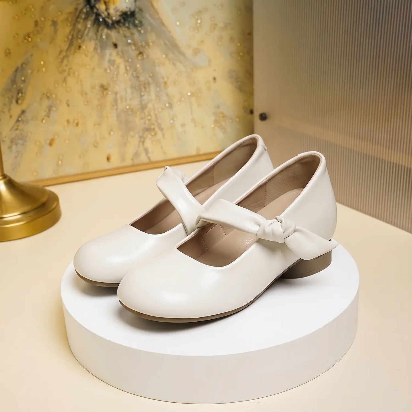 Vintage Knotted Strap Hidden Wedge Mary Janes
