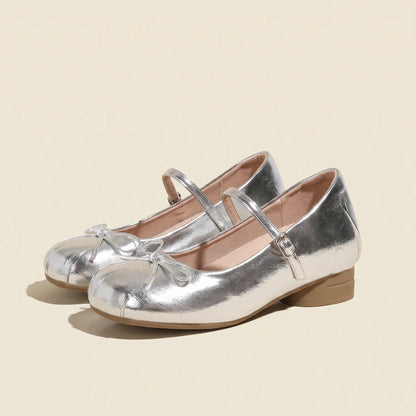 Vintage Coquette Bowknot Hidden Wedge Mary Janes