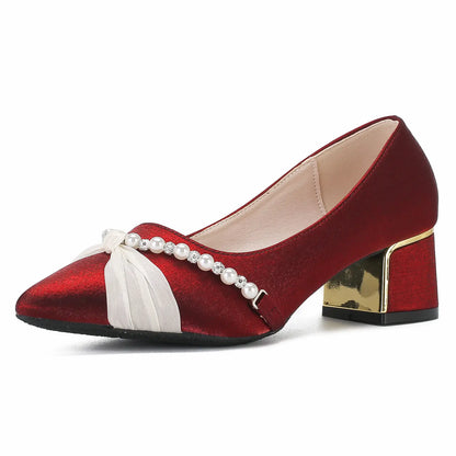 Vintage Pearl Embellished Pointed Toe Wedding Pumps