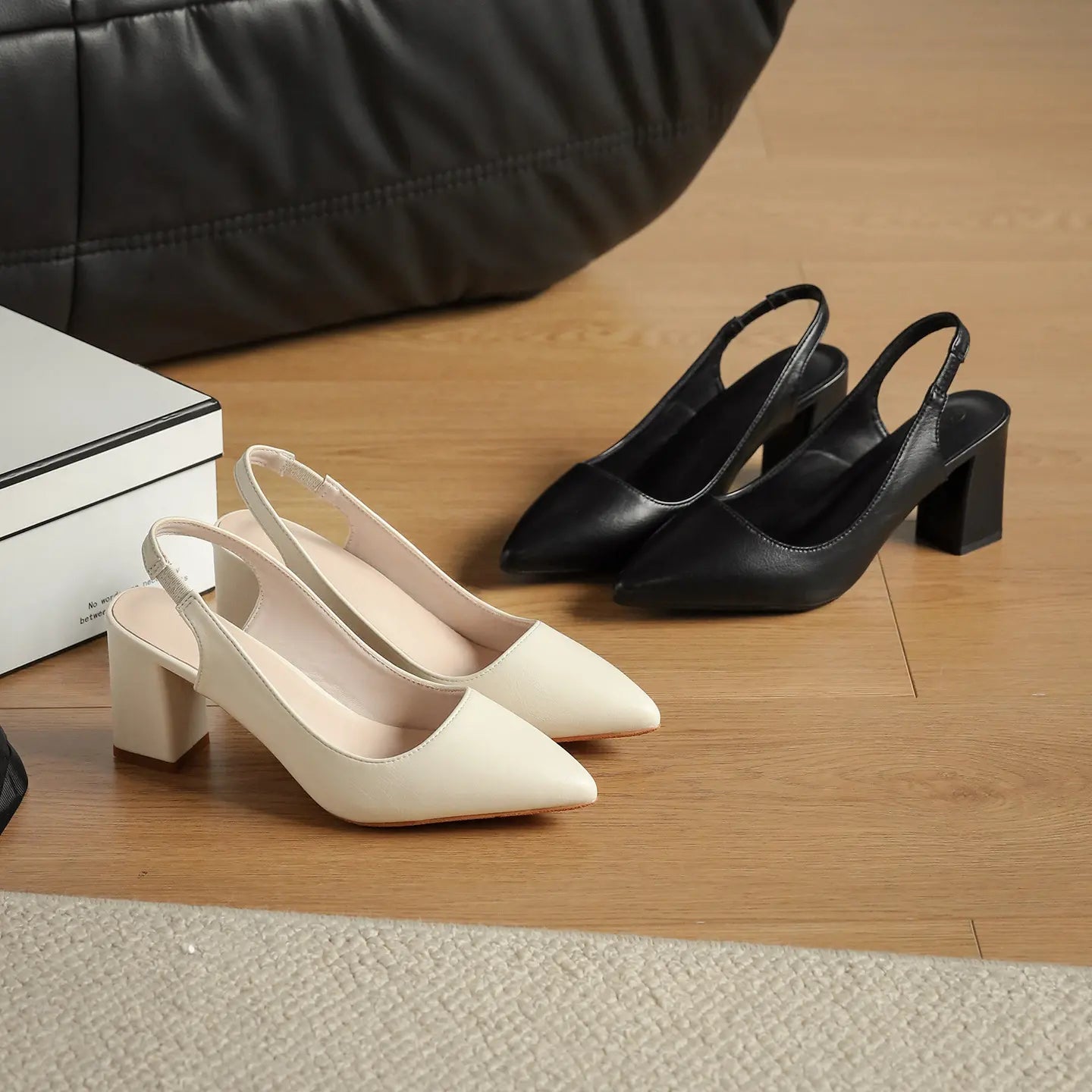 90s Minimalist Pointed Toe Slingback Pumps