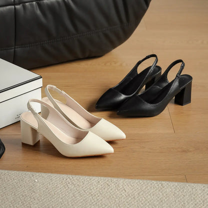 90s Minimalist Pointed Toe Slingback Pumps