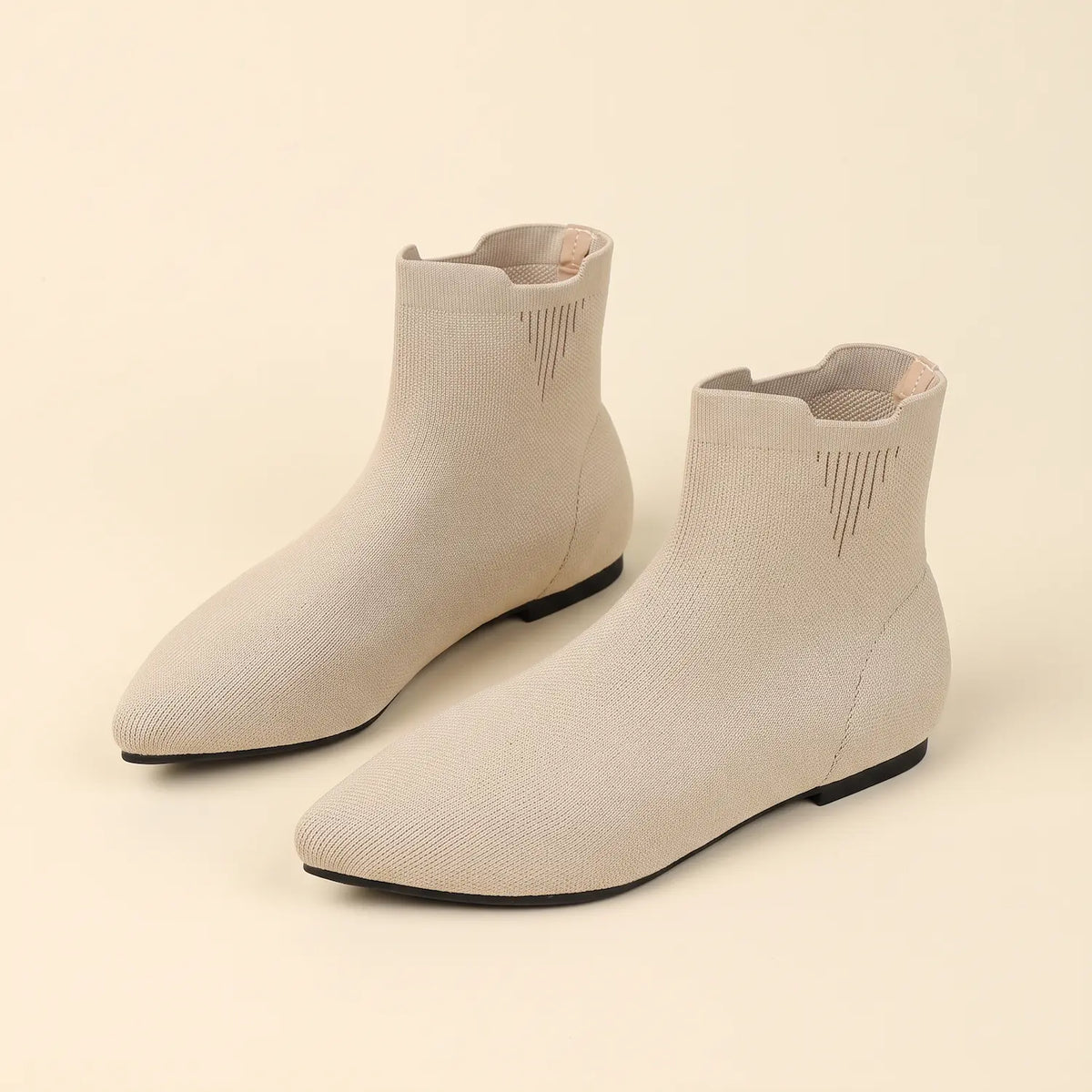 Stretch Knit Pointed Toe Flat Sock Boots