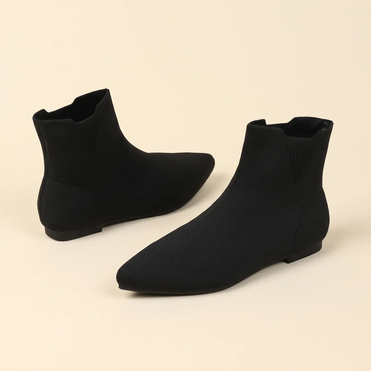 Stretch Knit Pointed Toe Flat Sock Boots
