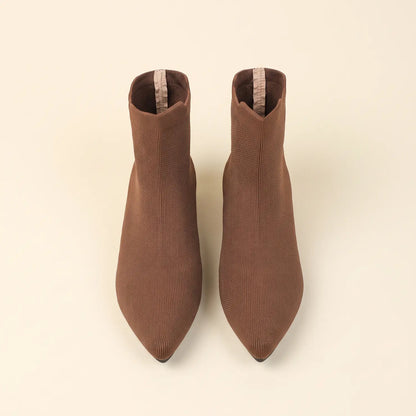 Stretch Knit Pointed Toe Flat Sock Boots