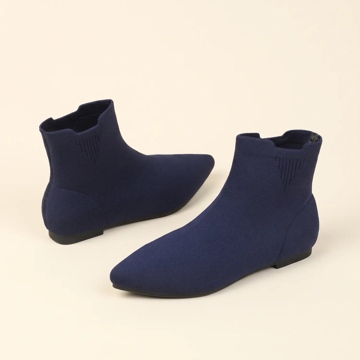 Stretch Knit Pointed Toe Flat Sock Boots
