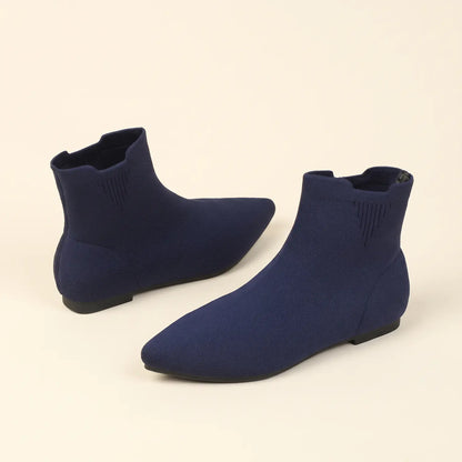 Stretch Knit Pointed Toe Flat Sock Boots