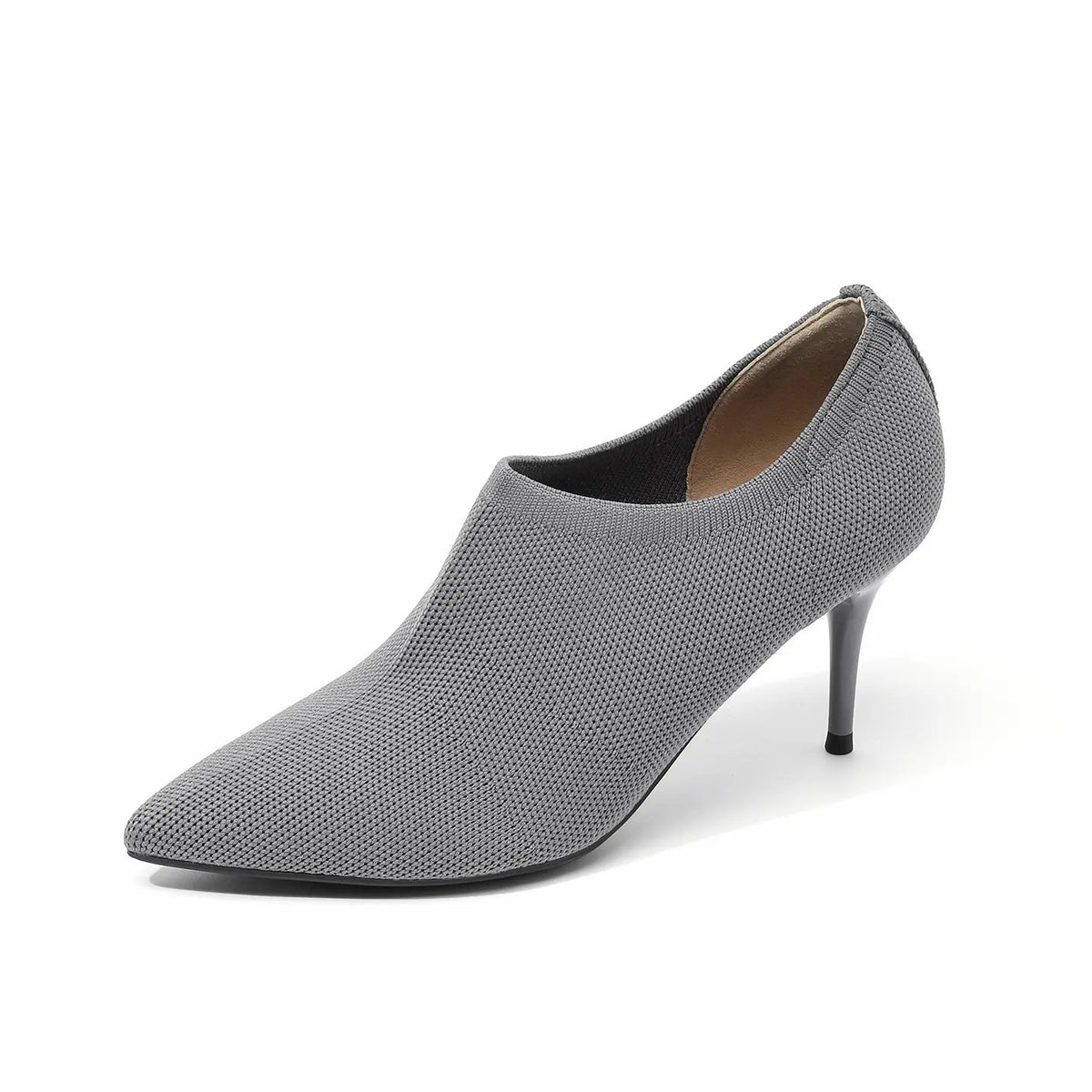 Slip-On Stretch Knit Pointed Toe Stiletto Pumps