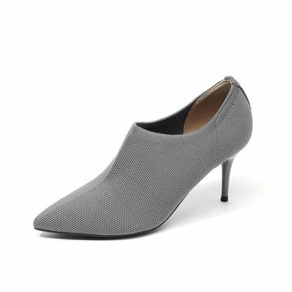 Slip-On Stretch Knit Pointed Toe Stiletto Pumps