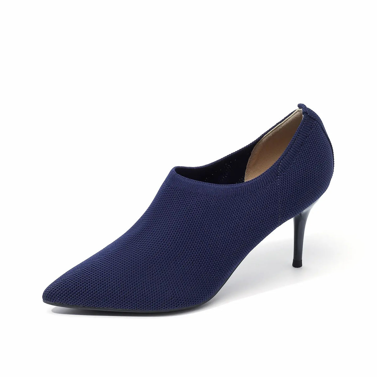 Slip-On Stretch Knit Pointed Toe Stiletto Pumps