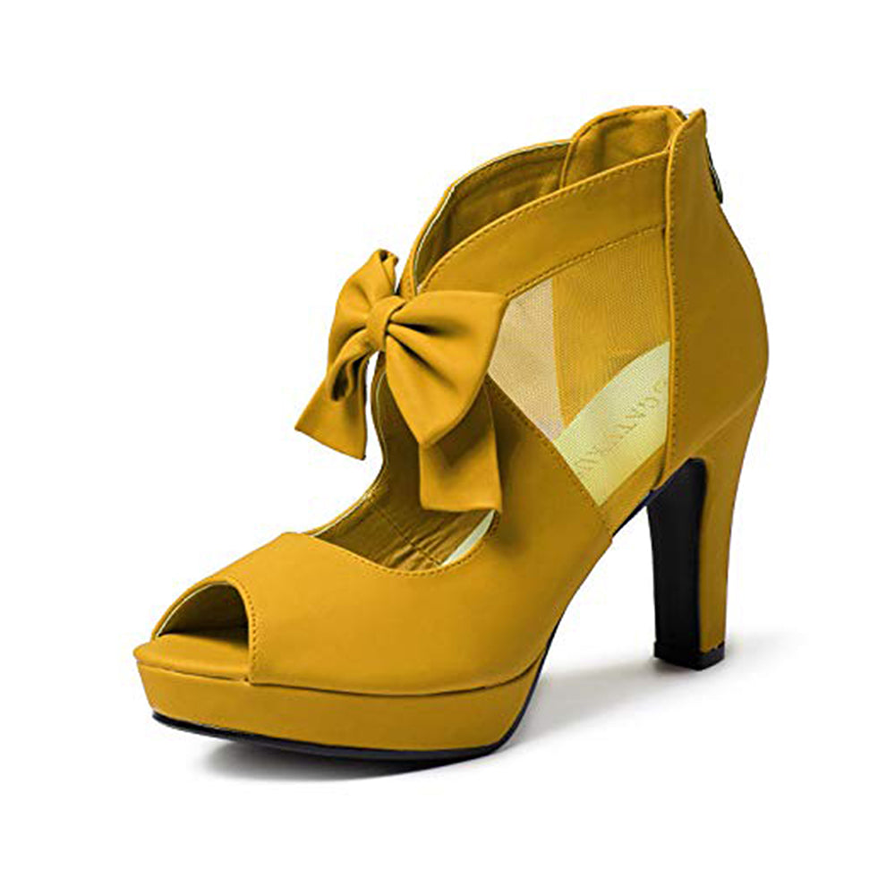 Open Toe Platform High Heel Shoes Bows Strappy Sandals