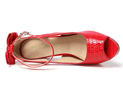 Bow Ankle Strap Peep Toe Stiletto Pumps
