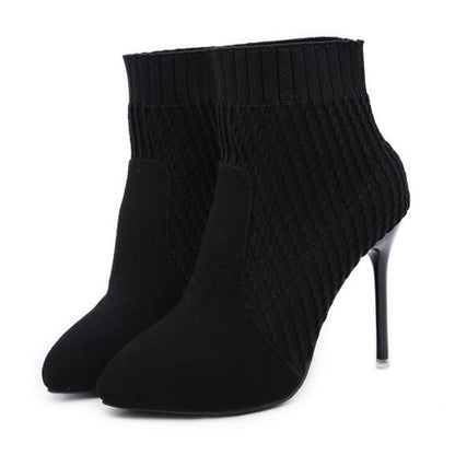 Pointed Toe Stiletto Sock Booties
