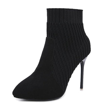 Pointed Toe Stiletto Sock Booties