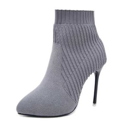 Pointed Toe Stiletto Sock Booties