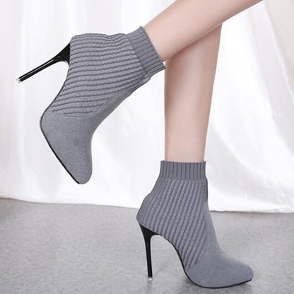 Pointed Toe Stiletto Sock Booties