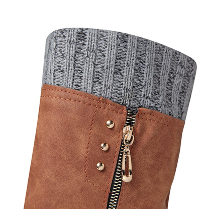 Women's Flat Low Heel Winter Knee Boots Shoes