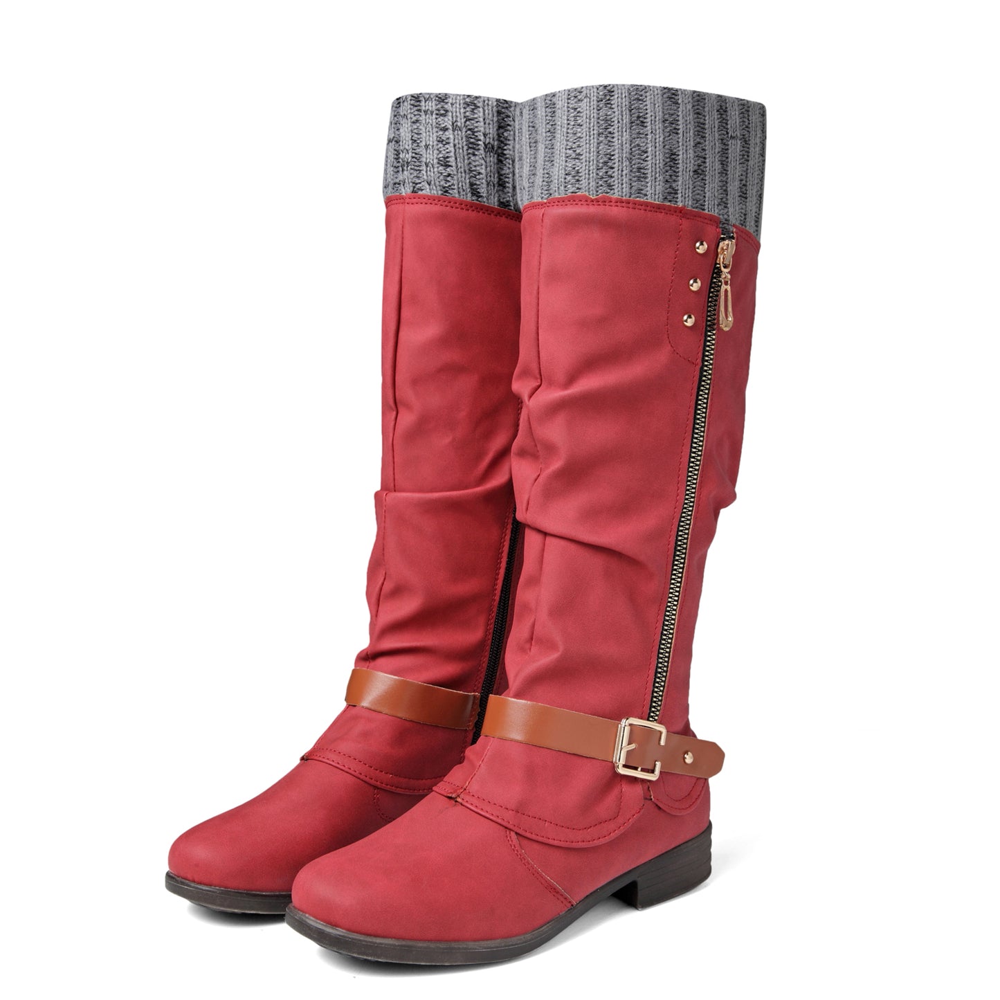 Women's Flat Low Heel Winter Knee Boots Shoes