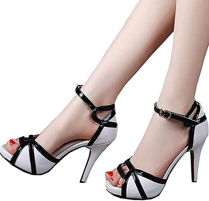 Retro Two-Tone Peep-Toe Stilettos