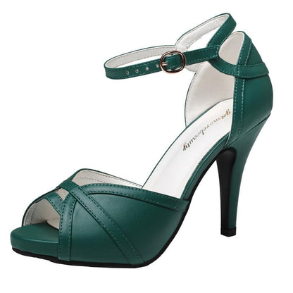 Retro Two-Tone Peep-Toe Stilettos