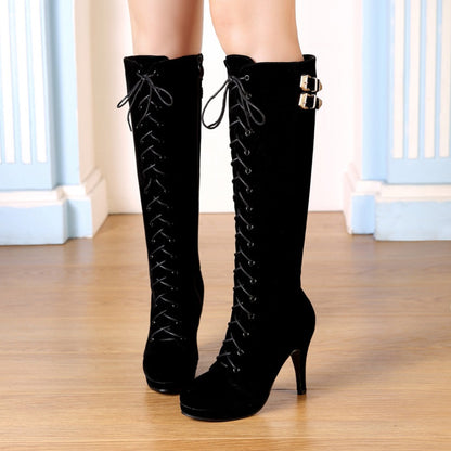Victorian Corset Lace-Up Knee High Boots