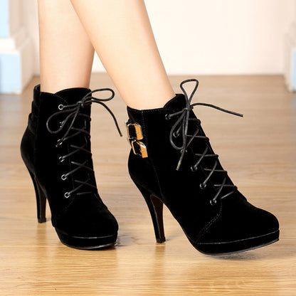 Victorian Corset Lace-Up Stiletto Booties