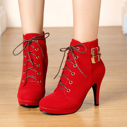Victorian Corset Lace-Up Stiletto Booties