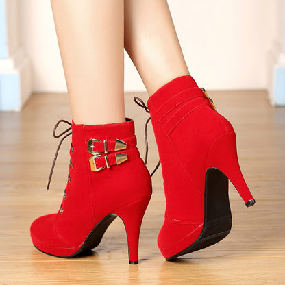 Victorian Corset Lace-Up Stiletto Booties