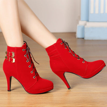 Victorian Corset Lace-Up Stiletto Booties