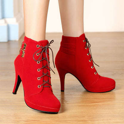 Victorian Corset Lace-Up Stiletto Booties