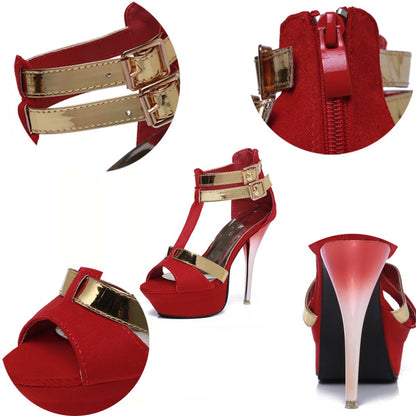Double Buckle T-Strap Platform Stilettos