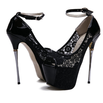 Sheer Lace Platform Stiletto Heels