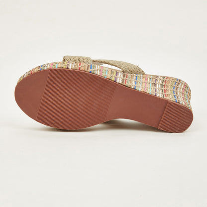 Braided Criss Cross Wedge Slides