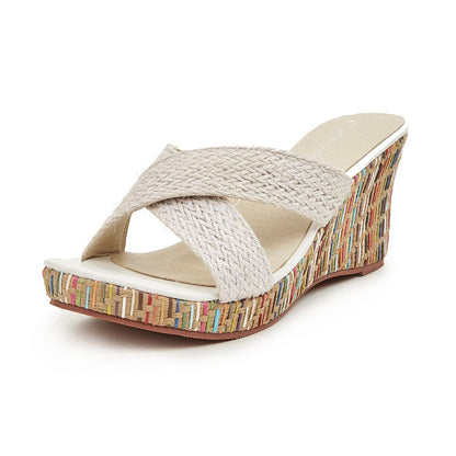 Braided Criss Cross Wedge Slides