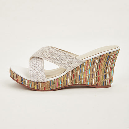 Braided Criss Cross Wedge Slides